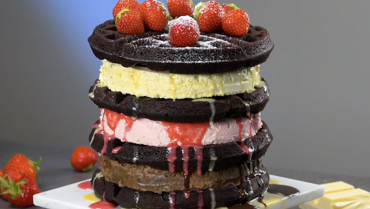 Chocolate Waffle Ice Cream Cake