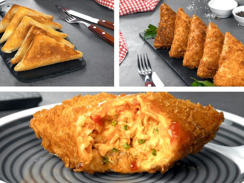 3 Stuffed & Fried Snacks: Buffalo Fried Chicken Triangles