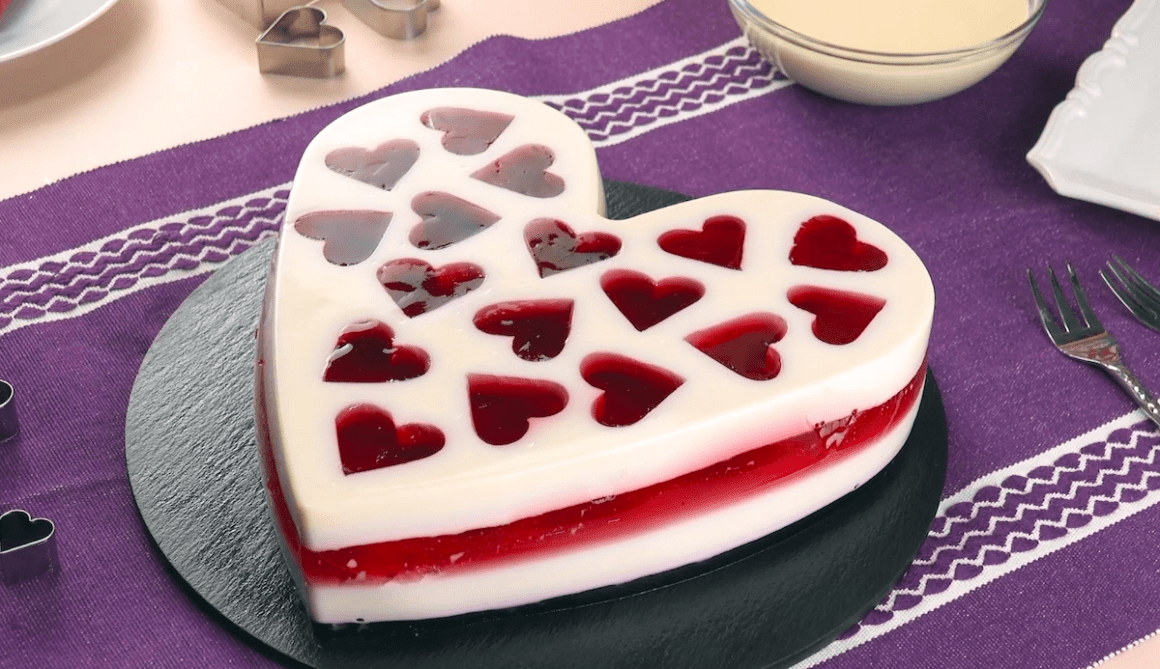Raspberry Jello Heart Cake