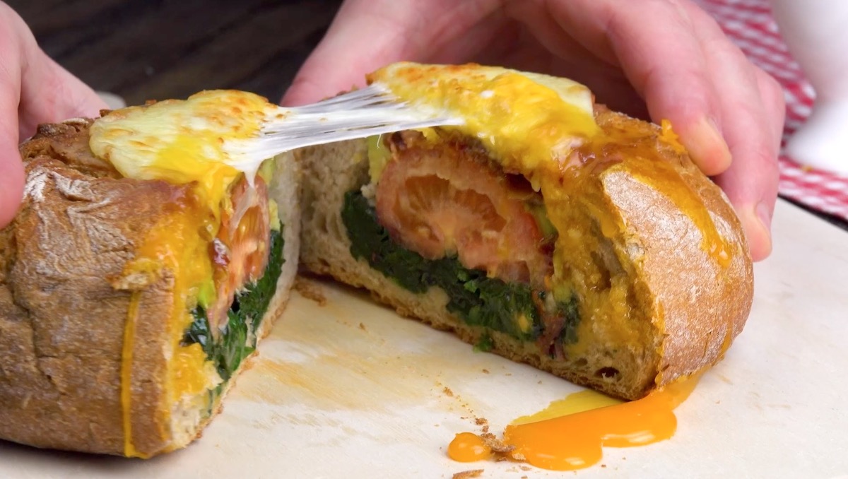 Bacon, Egg & Avocado Bread Bowl