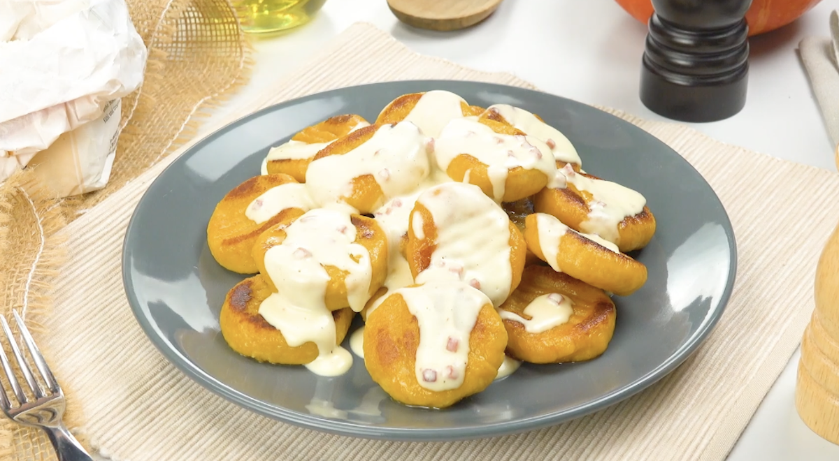 Pumpkin Potato Gnocchi In A Hearty Cream Sauce