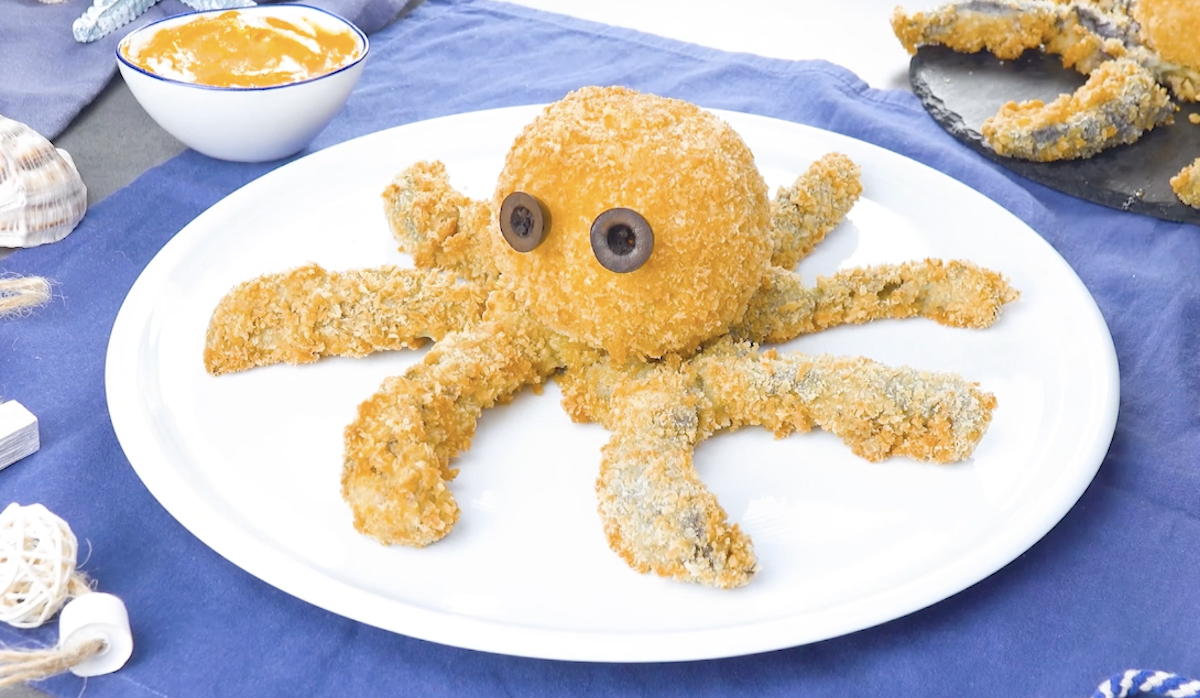 Cheese-Filled Onion And Eggplant Octopus